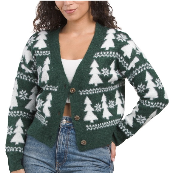 LONDON KAYE Long Sleeve Christmas Tree Cardigan - Picture 2 of 7